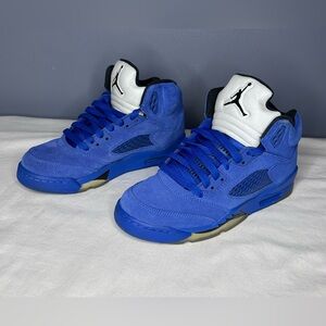 Jordan Air Jordan 5 Retro Shoes Boys Size 5Y Blue Suede Game Royal Flight Suit